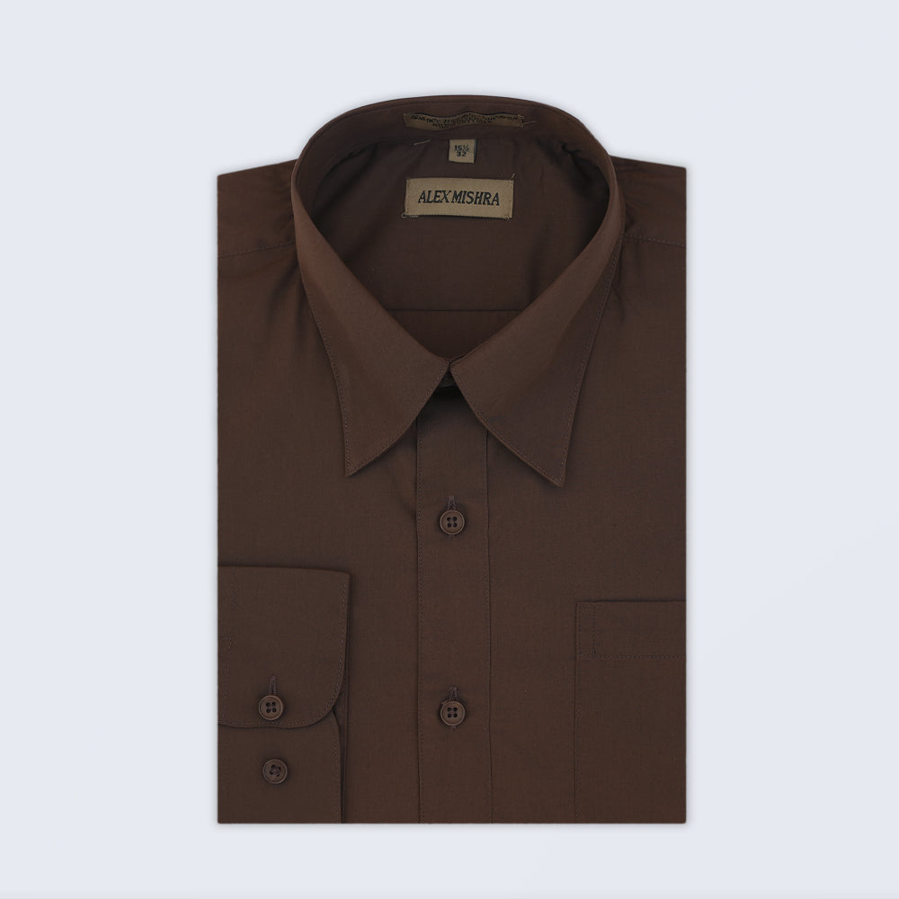 Solid Brown Dress Shirt