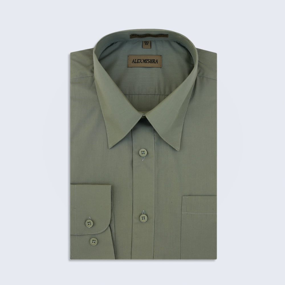 Solid Olive Dress Shirt
