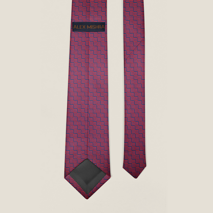 Blue-Red Basket Weave Tie