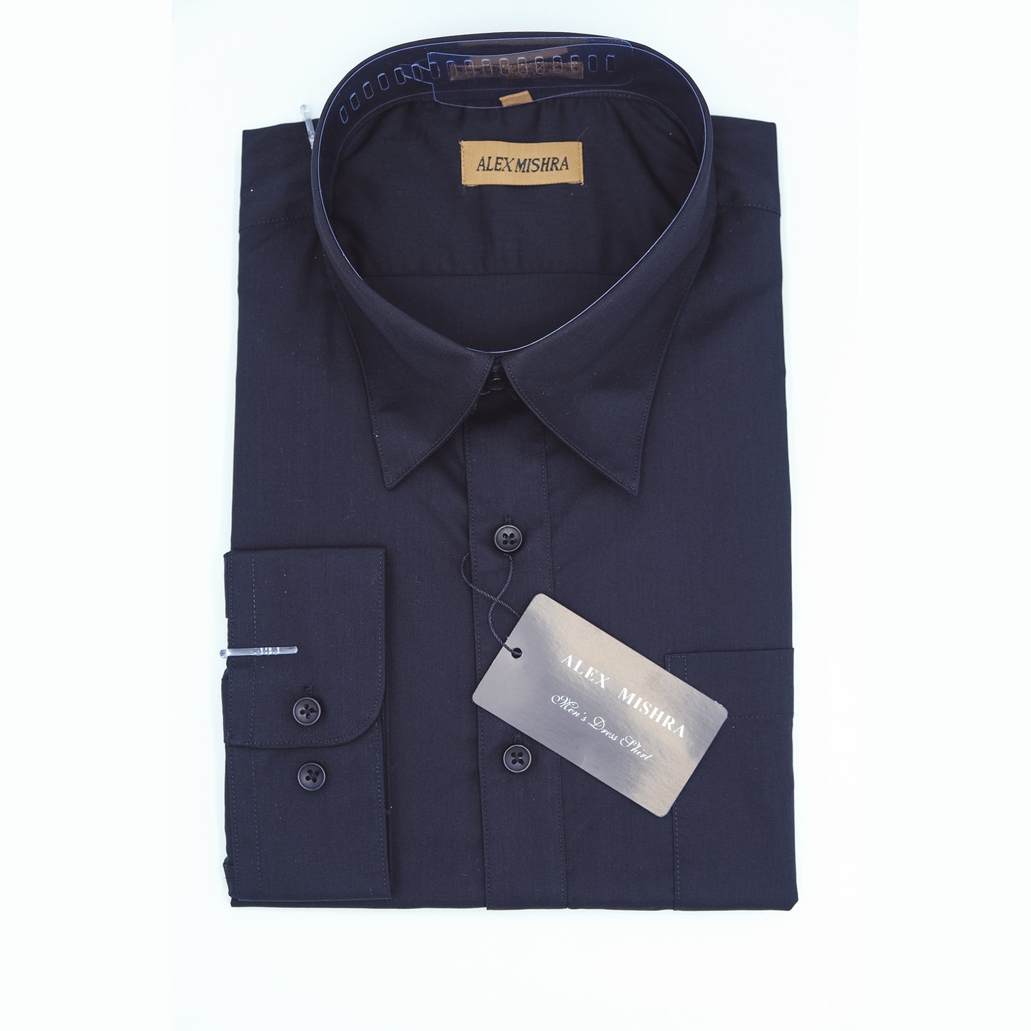 Solid Navy Blue Dress Shirt